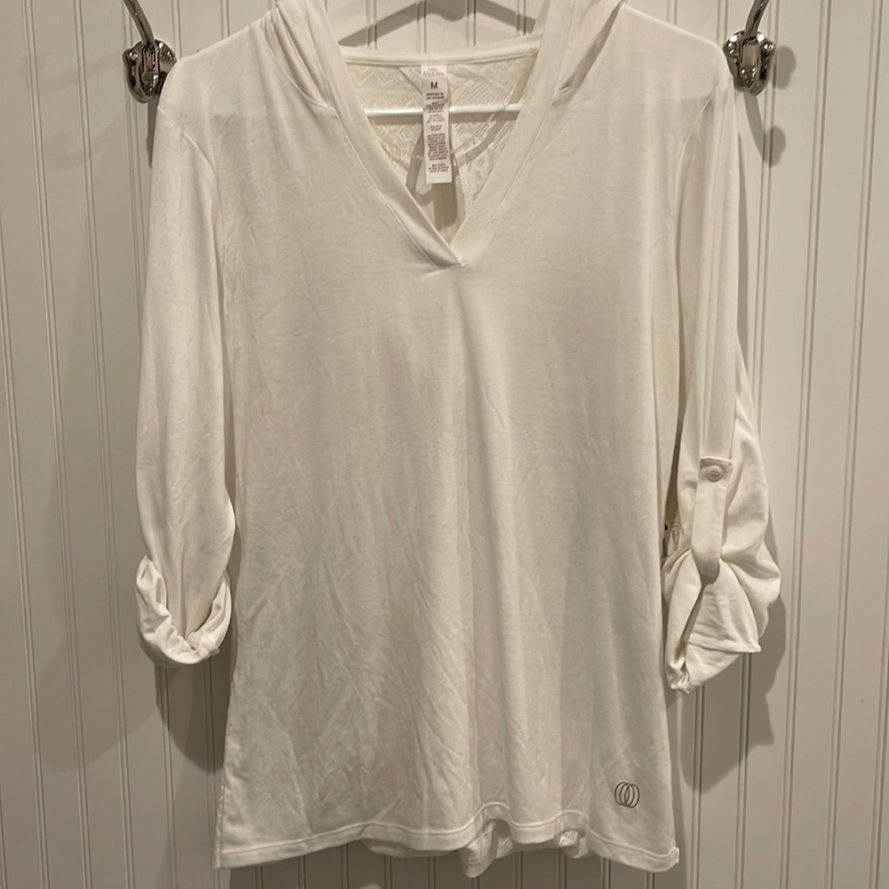 NWOT Balanced Collection Cloud Dancer Lace‎ Enhanced Hoodie!